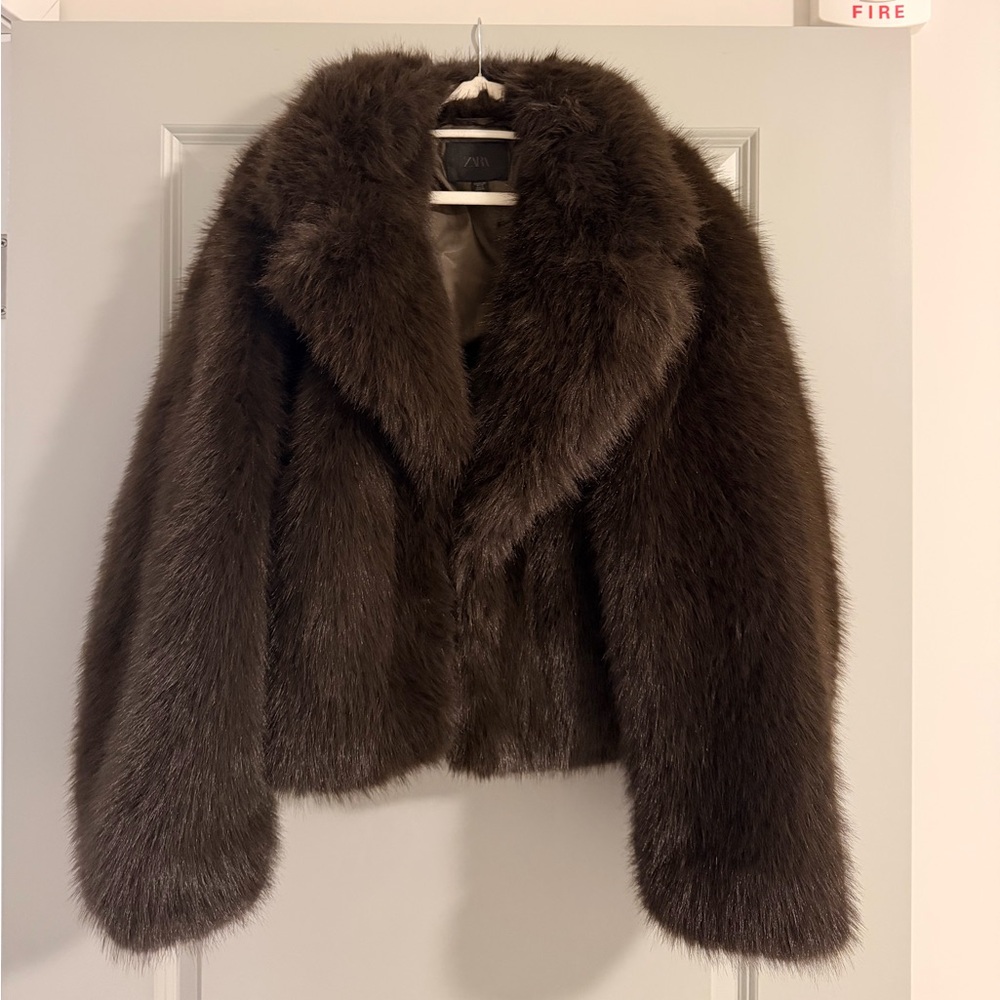 Zara Dark Brown Teddy Jacket